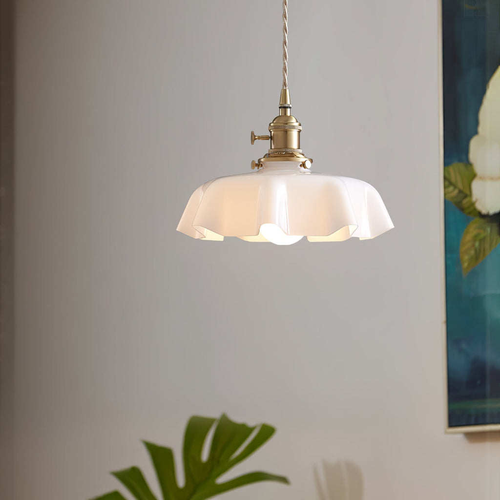 Textured Dome Pendant Light — Adjustable Height, White, Beige, Pink & Blue