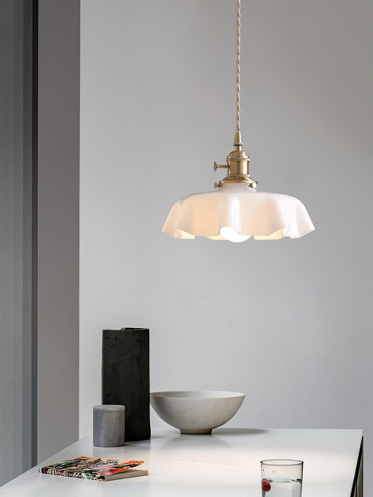 Textured Dome Pendant Light — Adjustable Height, White, Beige, Pink & Blue