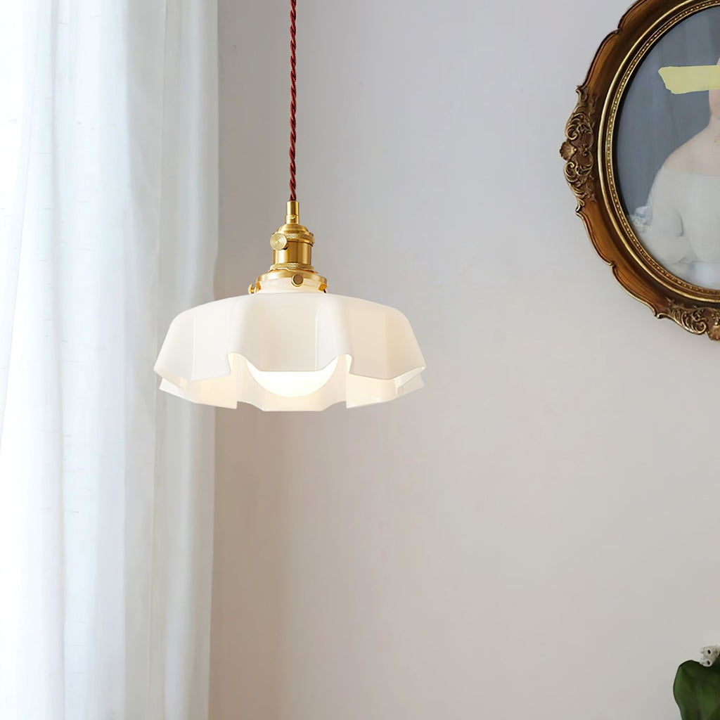 Textured Dome Pendant Light — Adjustable Height, White, Beige, Pink & Blue