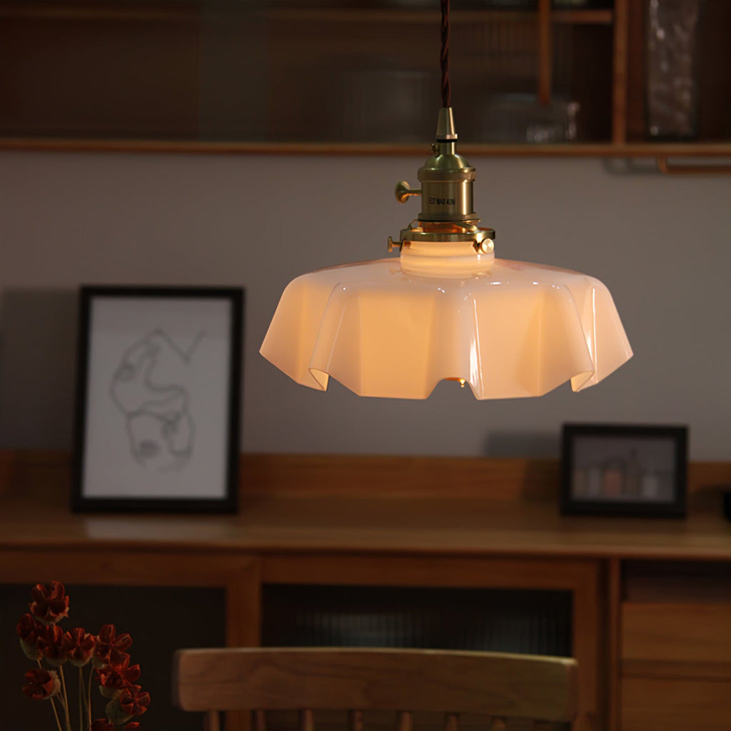 Textured Dome Pendant Light — Adjustable Height, White, Beige, Pink & Blue