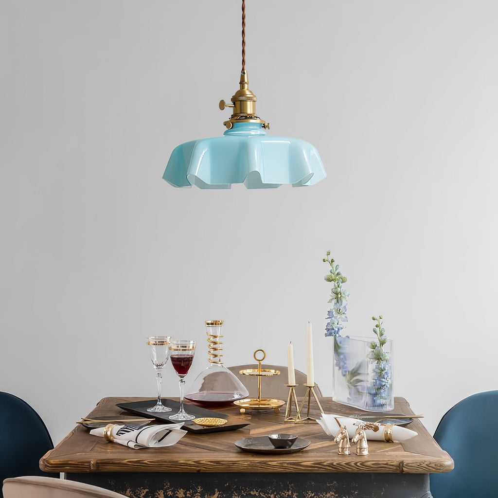 Textured Dome Pendant Light — Adjustable Height, White, Beige, Pink & Blue