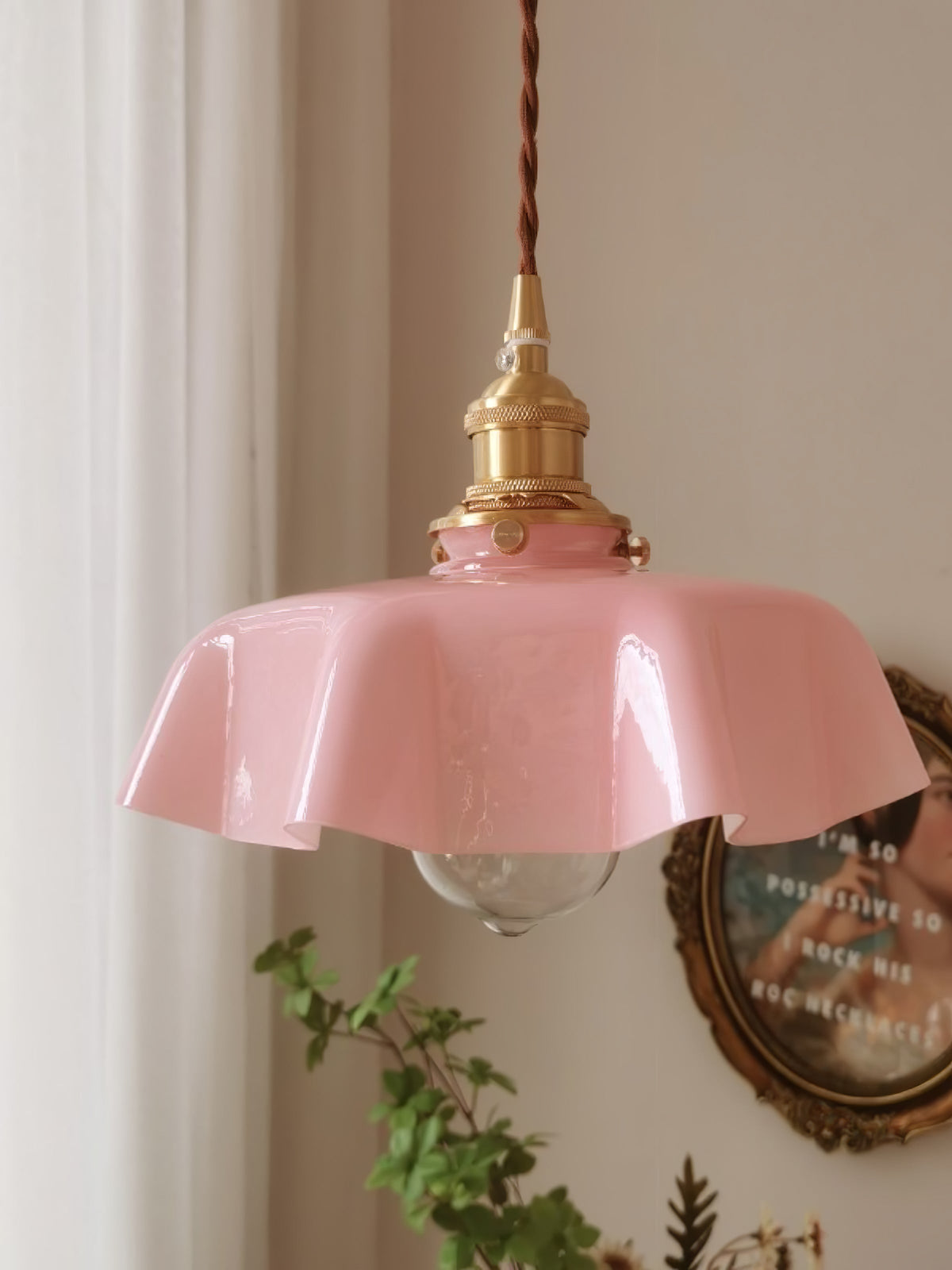 Textured Dome Pendant Light — Adjustable Height, White, Beige, Pink & Blue