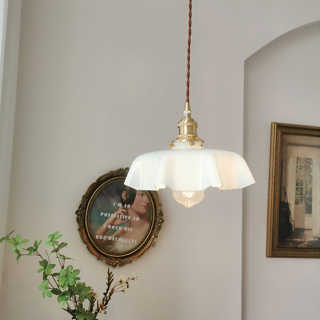 Textured Dome Pendant Light — Adjustable Height, White, Beige, Pink & Blue