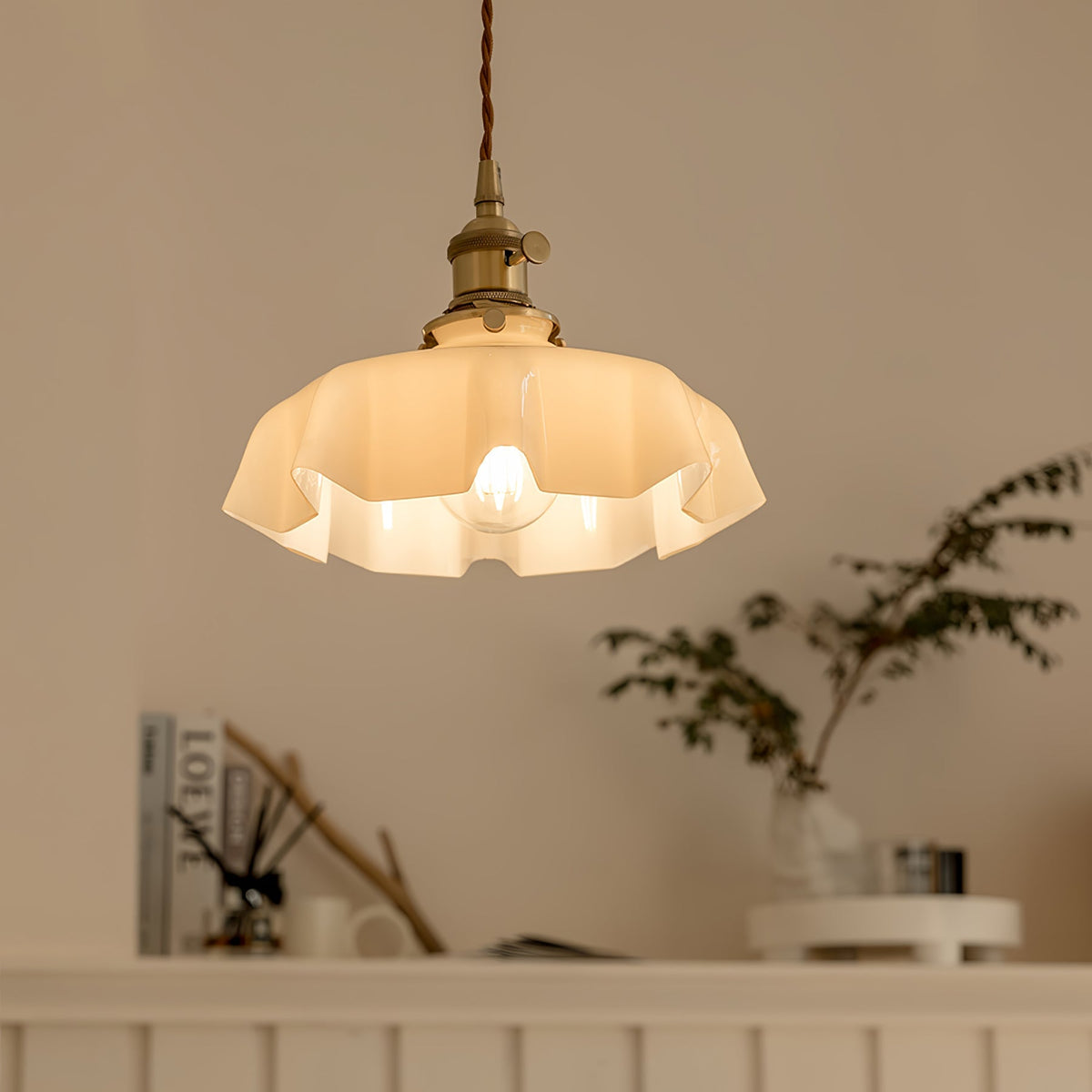 Textured Dome Pendant Light — Adjustable Height, White, Beige, Pink & Blue
