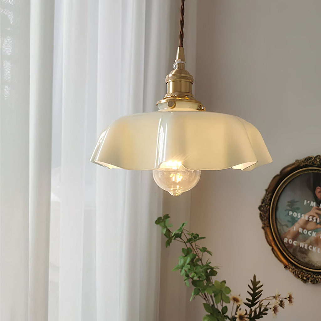 Textured Dome Pendant Light — Adjustable Height, White, Beige, Pink & Blue