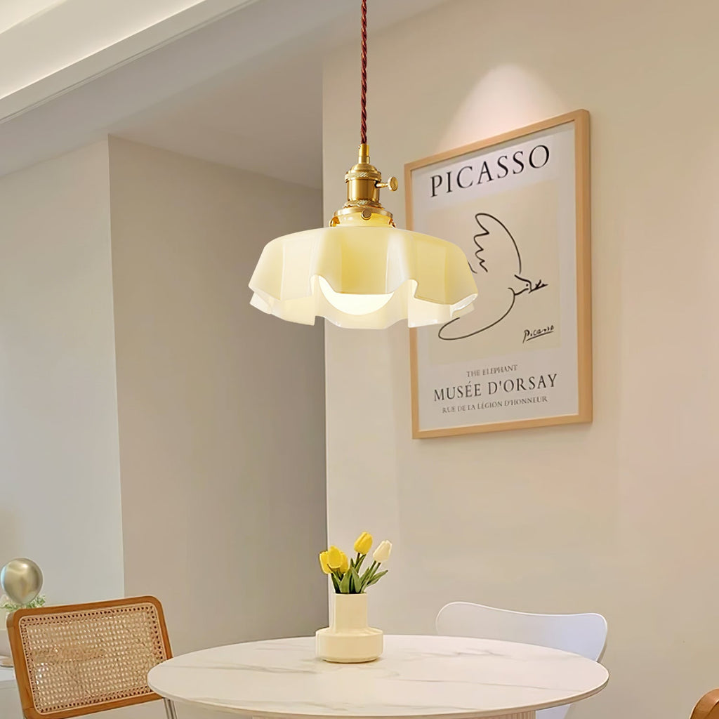 Textured Dome Pendant Light — Adjustable Height, White, Beige, Pink & Blue