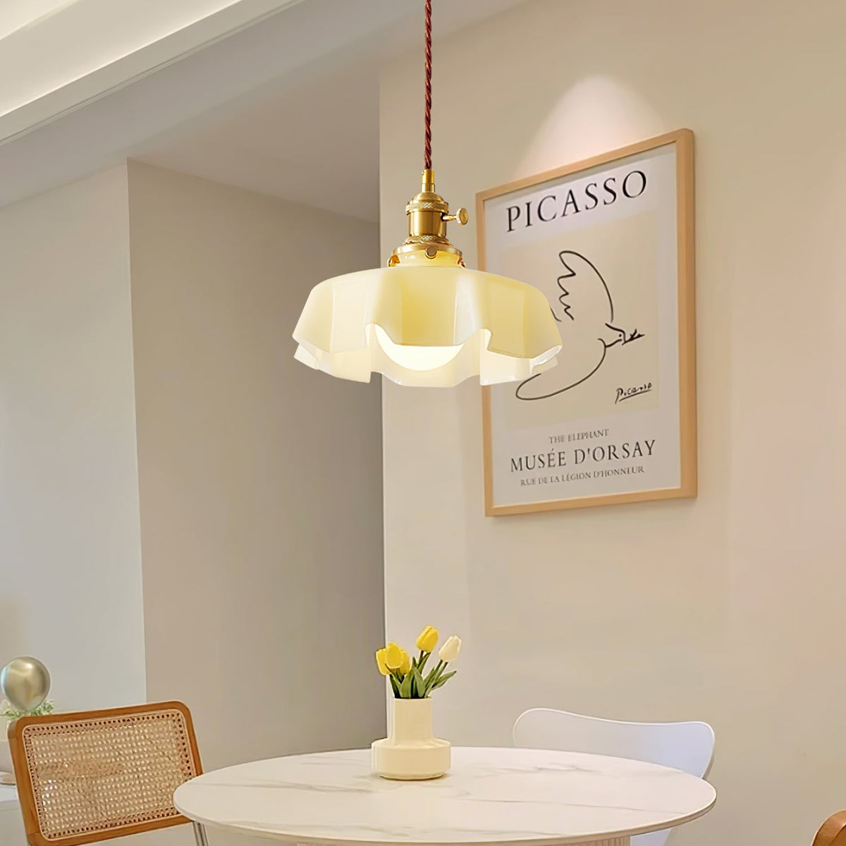 Textured Dome Pendant Light — Adjustable Height, White, Beige, Pink & Blue