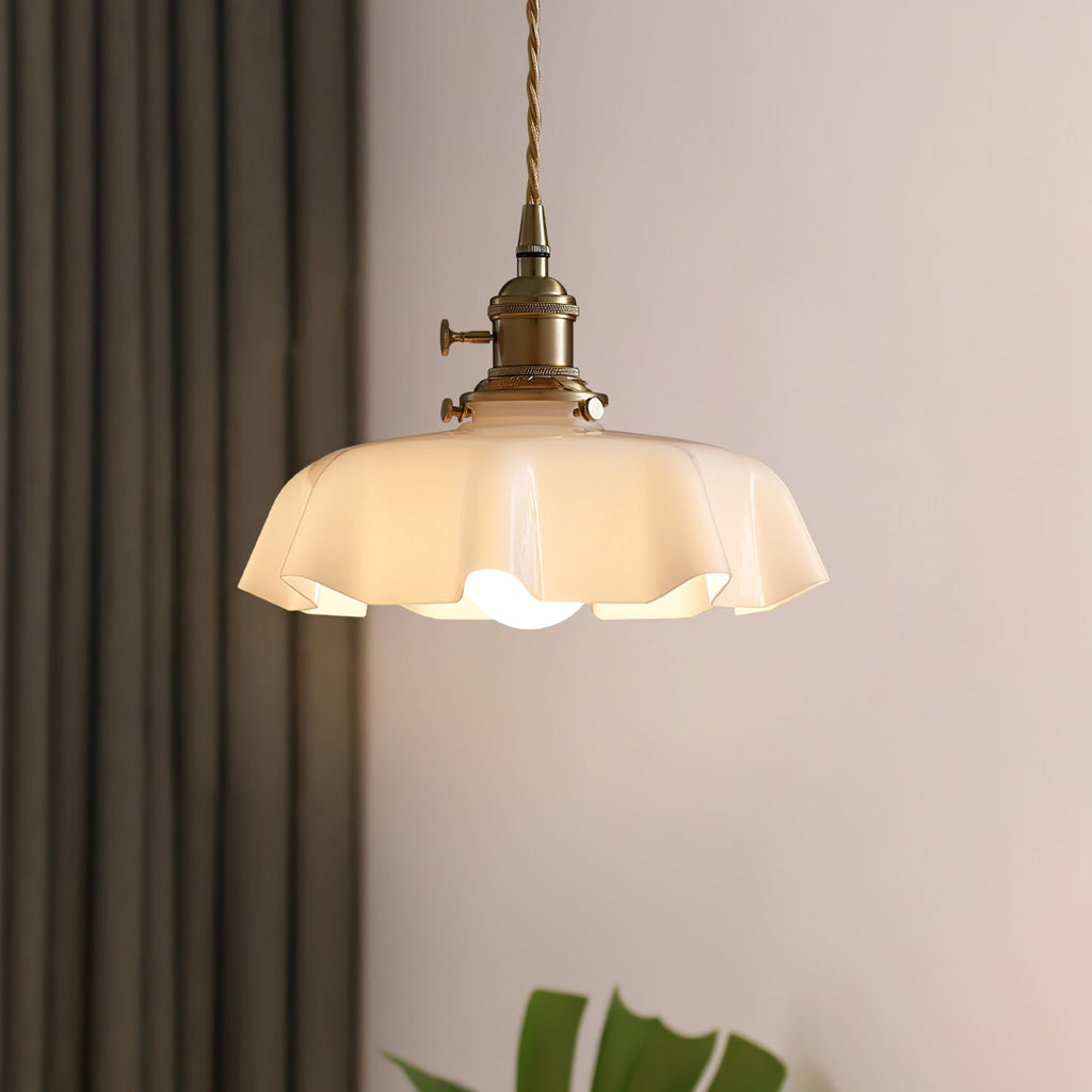 Textured Dome Pendant Light — Adjustable Height, White, Beige, Pink & Blue