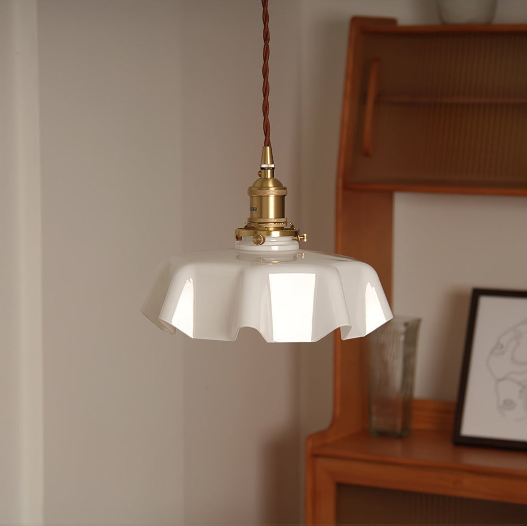 Textured Dome Pendant Light — Adjustable Height, White, Beige, Pink & Blue