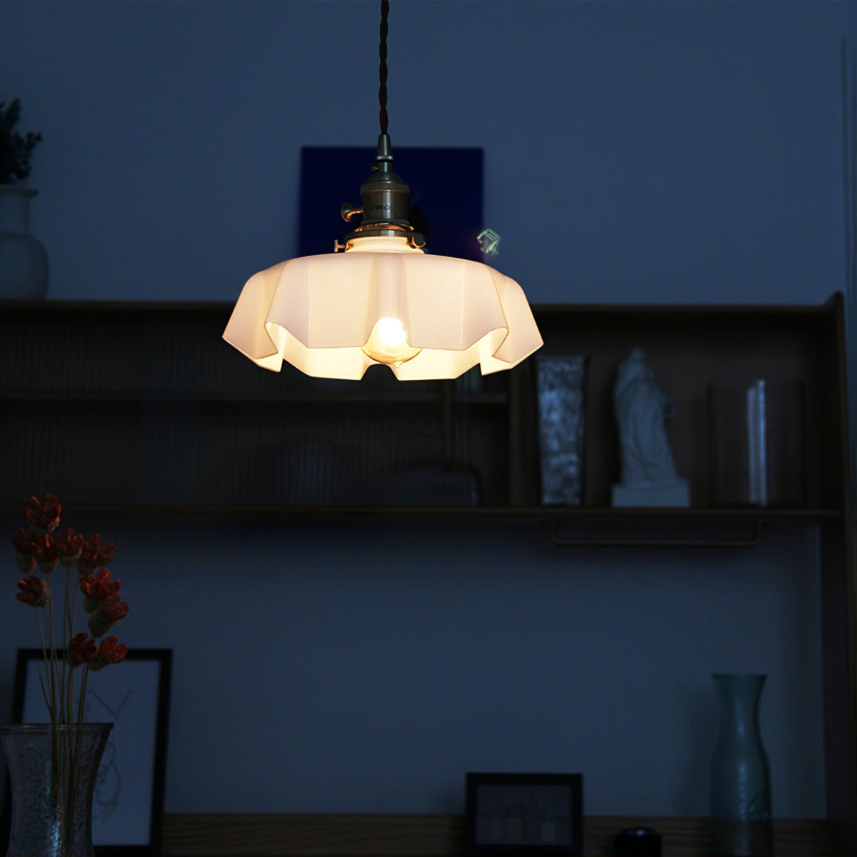 Textured Dome Pendant Light — Adjustable Height, White, Beige, Pink & Blue