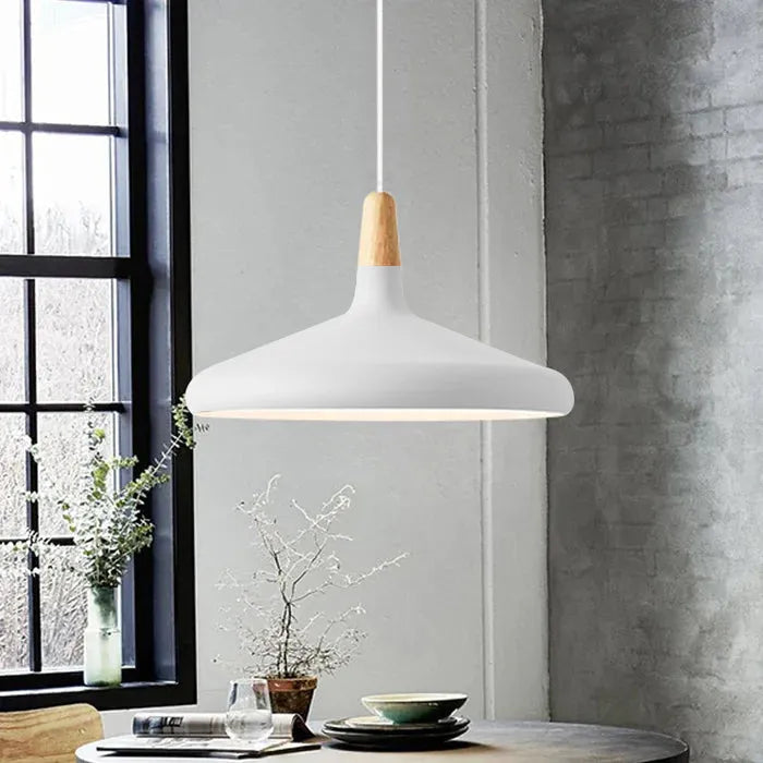 Marinelle Macaron Conical Pendant Lamp Aluminum Wood