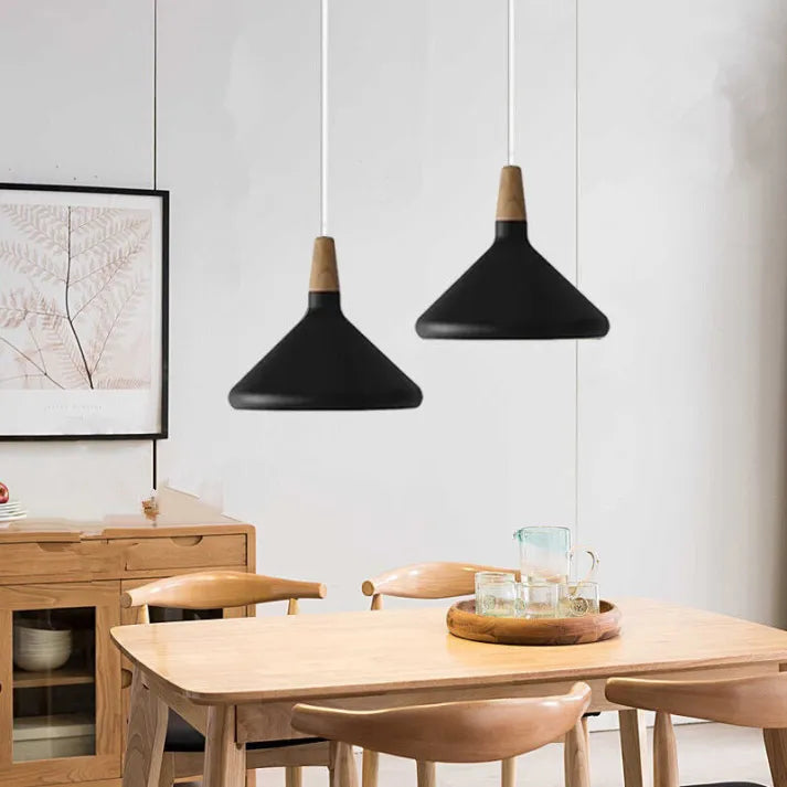 Marinelle Macaron Conical Pendant Lamp Aluminum Wood