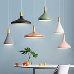 Marinelle Macaron Conical Pendant Lamp Aluminum Wood