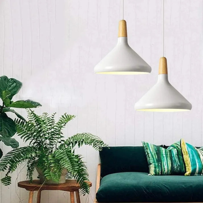 Marinelle Macaron Conical Pendant Lamp Aluminum Wood