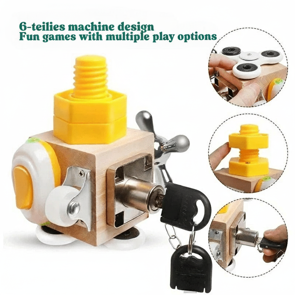 Cubo de Aprendizagem Portátil PlayCube — Cinco Painéis Interativos, Relógio e Ábaco
