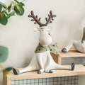 Handcrafted Holiday Reindeer Figurine with Cozy Scarf, 5.5 in - Euroselle