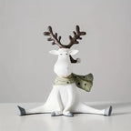 Handcrafted Holiday Reindeer Figurine with Cozy Scarf, 5.5 in - Euroselle