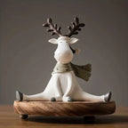 Handcrafted Holiday Reindeer Figurine with Cozy Scarf, 5.5 in - Euroselle