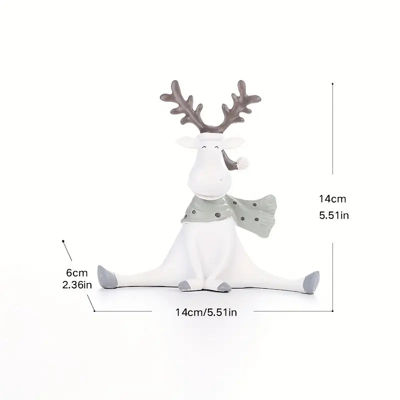 Handcrafted Holiday Reindeer Figurine with Cozy Scarf, 5.5 in - Euroselle