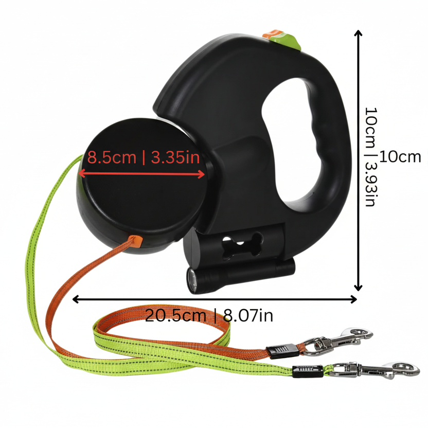 Dual Dog Leash with LED & Tangle-Free Design - Euroselle