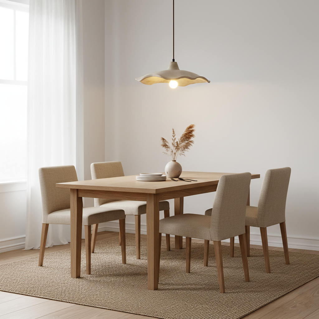 Betonnen hanglamp van 16 inch — Wabi-Sabi-bloemblaadje, geschikt voor led
