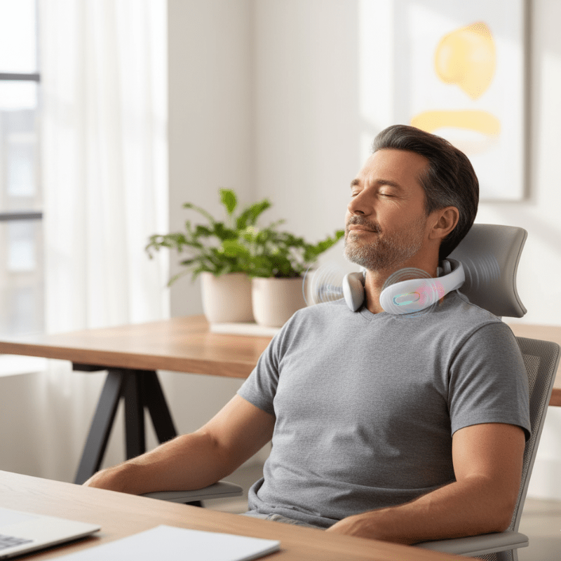 HaloNex Smart Neck Massager z funkcją podgrzewania — kompaktowe urządzenie wibracyjne i pulsacyjne, 5 prędkości