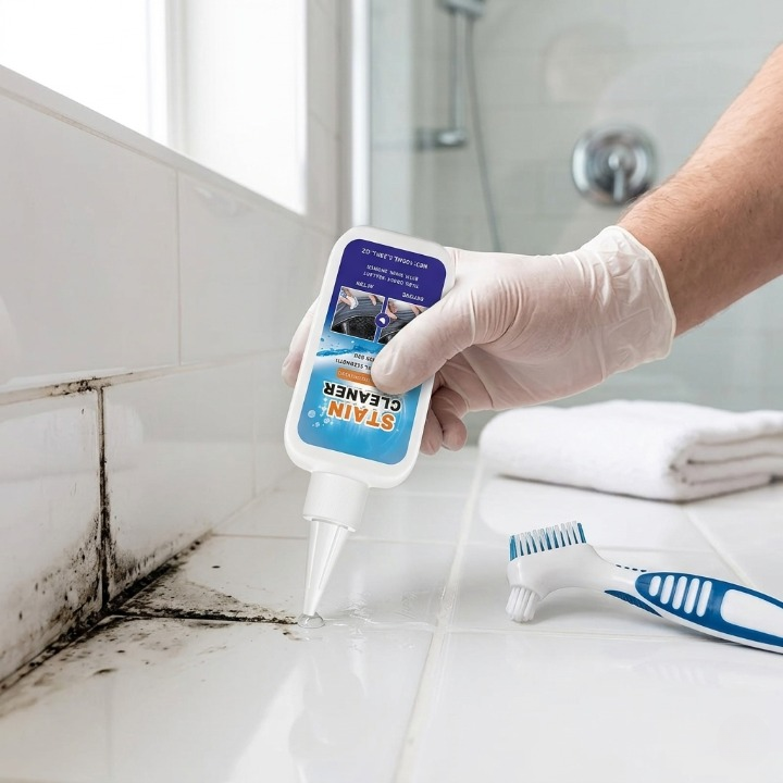 Krachtige gelreiniger voor voegen en kit, 3.4 fl oz, met borstel