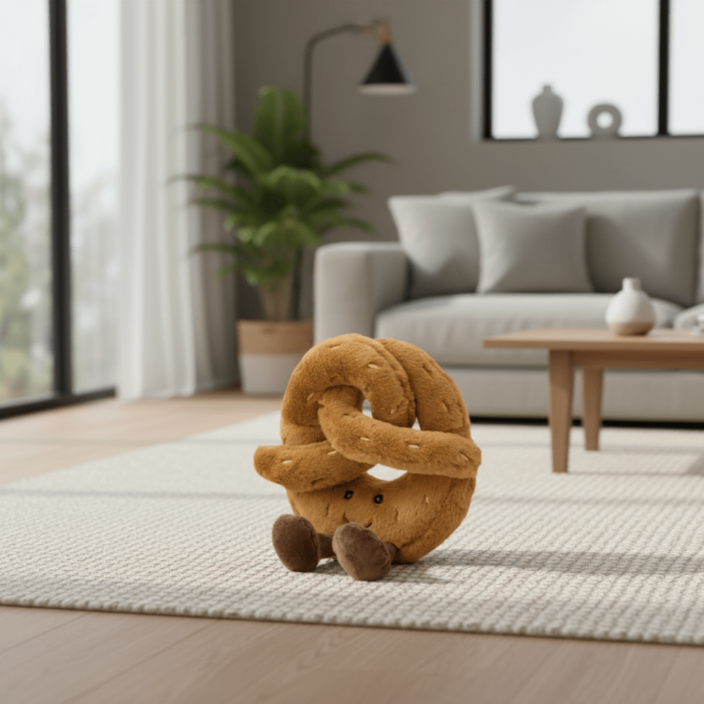 Peluche croissant bretzel CozyNest — texture ultra douce