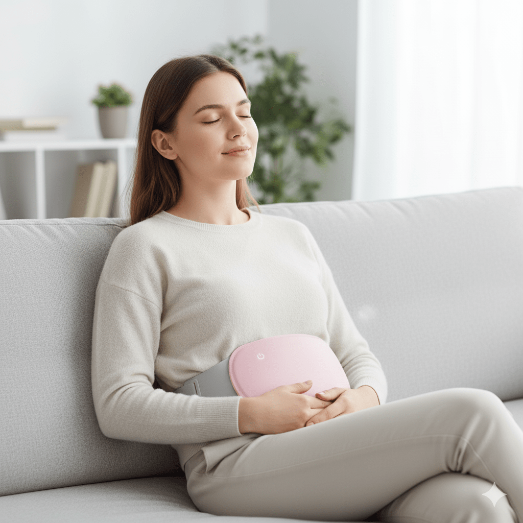 CalmCore Electric Abdominal Warmer — Rechargeable, Vibration Control, Cordless