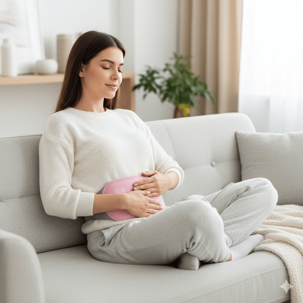 CalmCore Electric Abdominal Warmer — Rechargeable, Vibration Control, Cordless