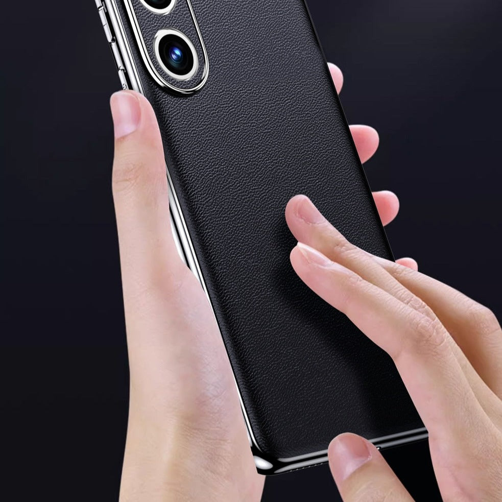 Pouzdro na telefon Samsung Galaxy z hovězí kůže — kovový rám, bezdrátové nabíjení