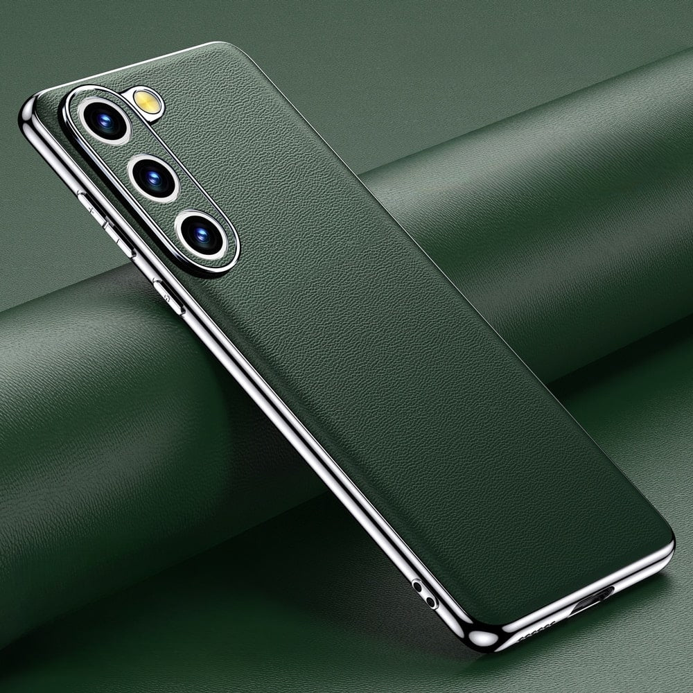 Pouzdro na telefon Samsung Galaxy z hovězí kůže — kovový rám, bezdrátové nabíjení