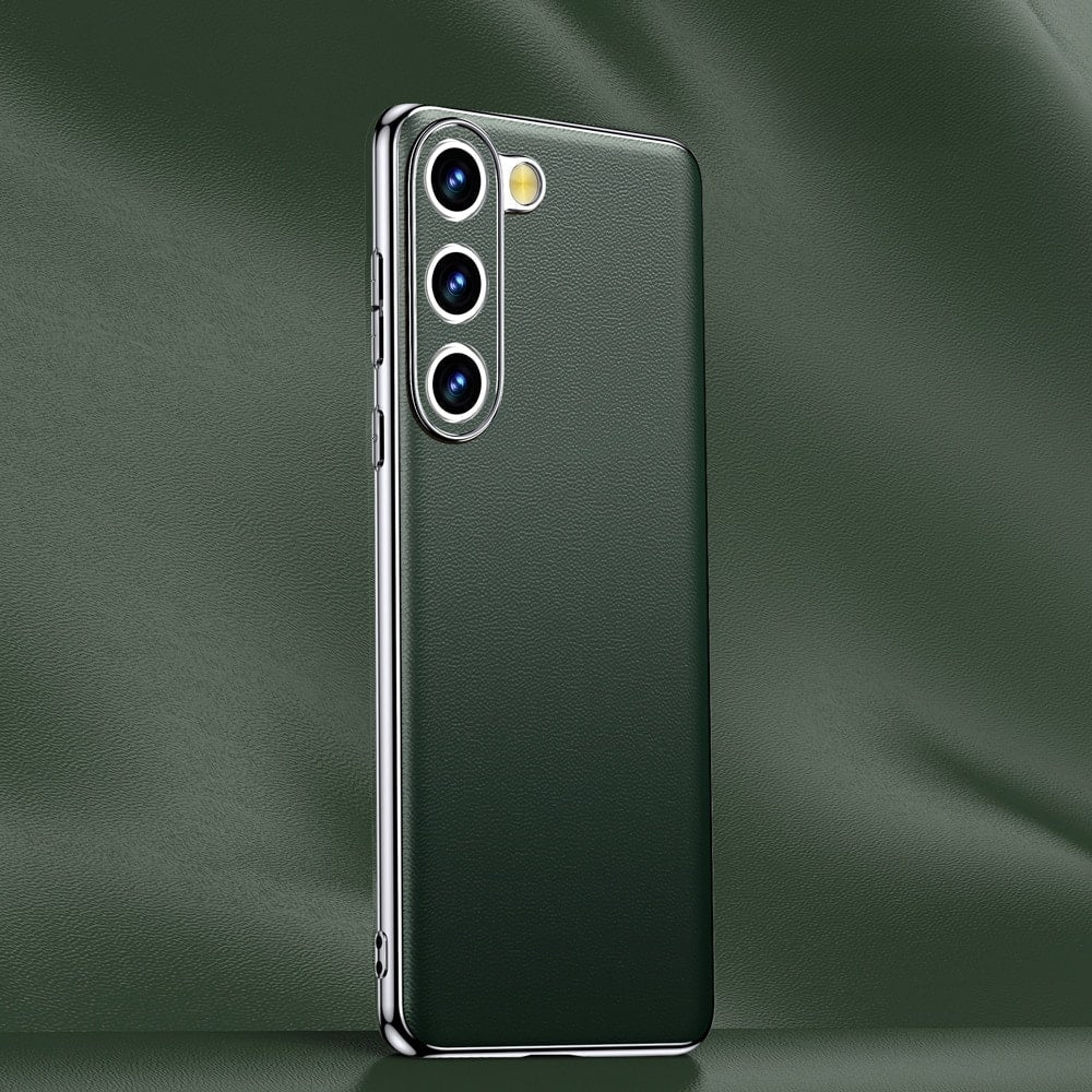 Pouzdro na telefon Samsung Galaxy z hovězí kůže — kovový rám, bezdrátové nabíjení