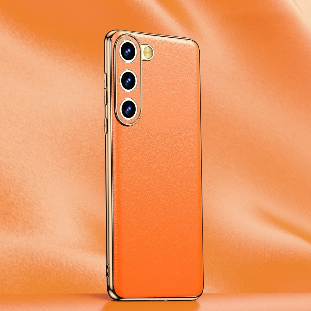 Pouzdro na telefon Samsung Galaxy z hovězí kůže — kovový rám, bezdrátové nabíjení