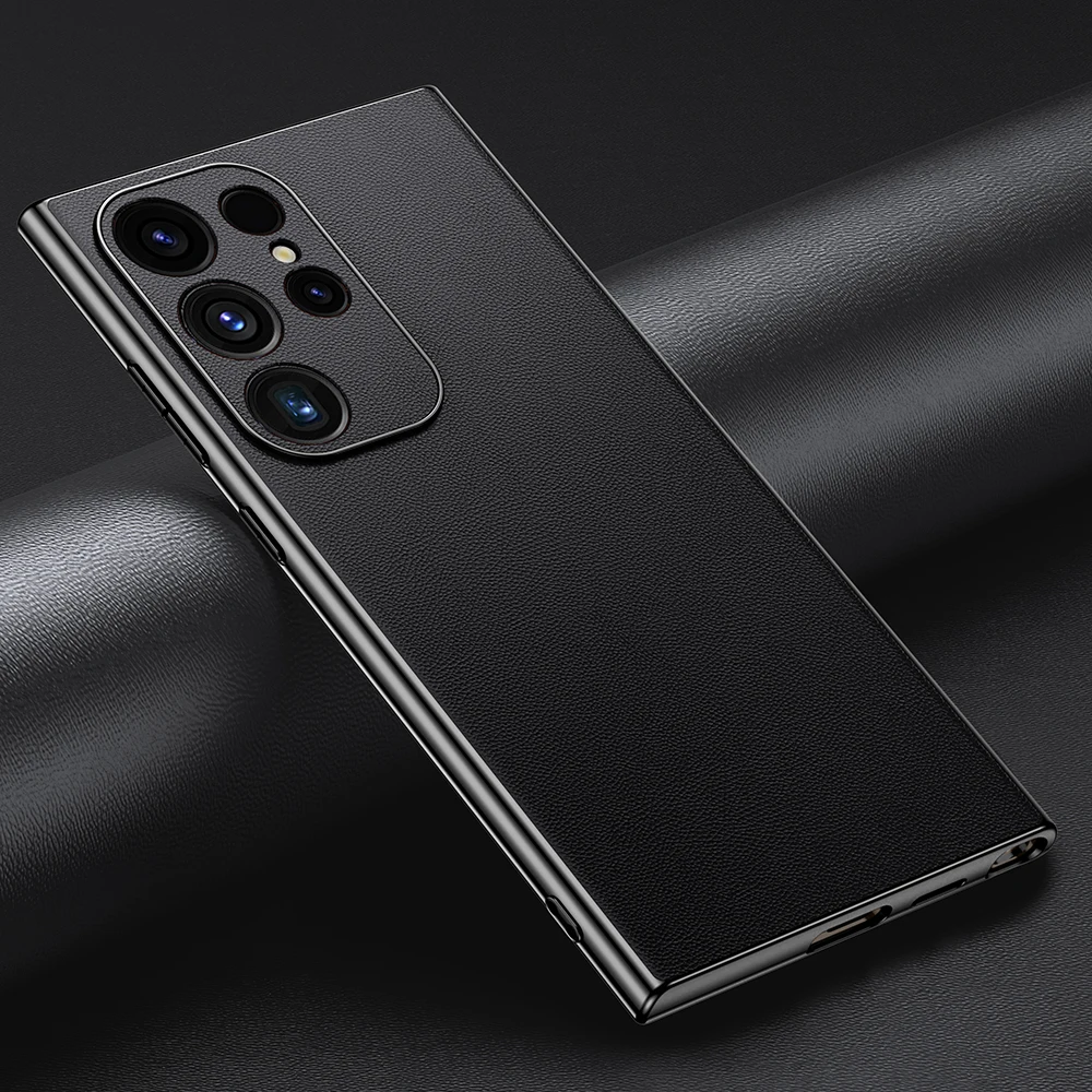 Pouzdro na telefon Samsung Galaxy z hovězí kůže — kovový rám, bezdrátové nabíjení