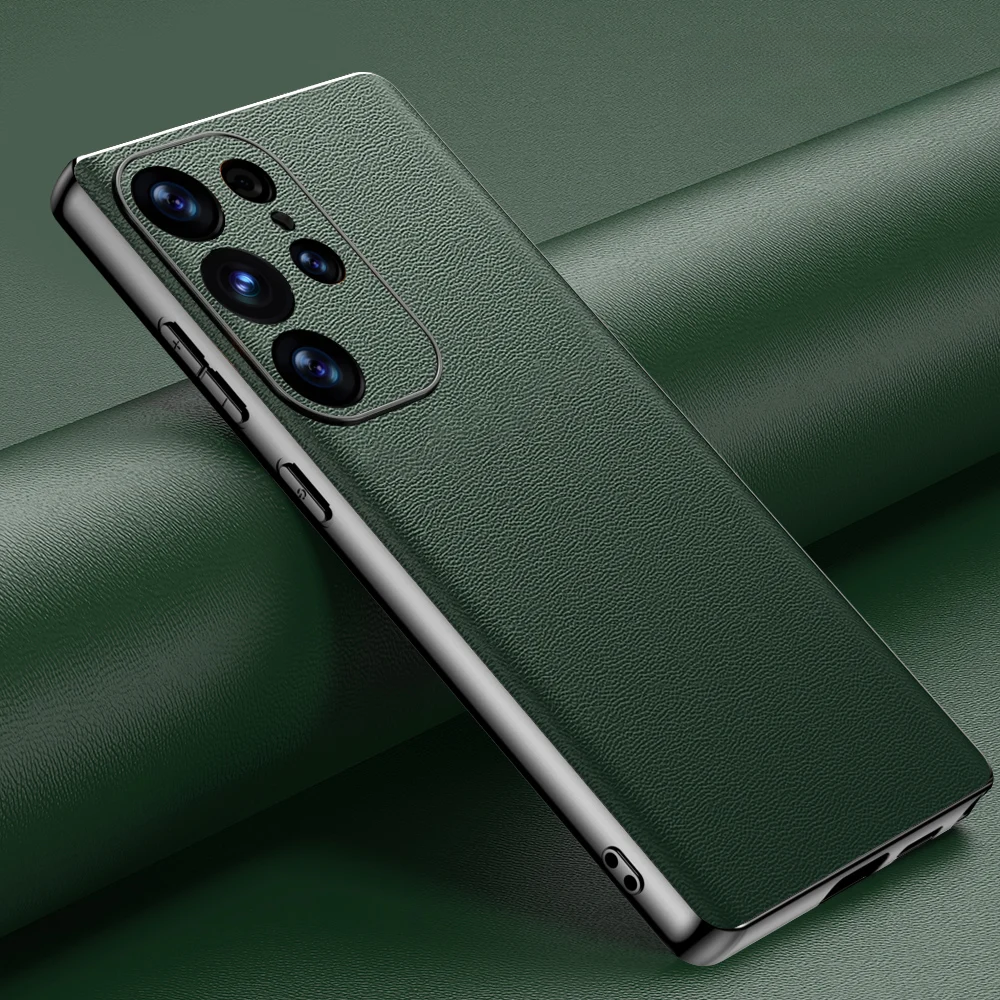 Pouzdro na telefon Samsung Galaxy z hovězí kůže — kovový rám, bezdrátové nabíjení