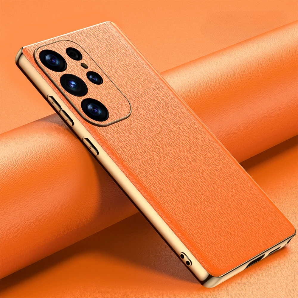 Pouzdro na telefon Samsung Galaxy z hovězí kůže — kovový rám, bezdrátové nabíjení