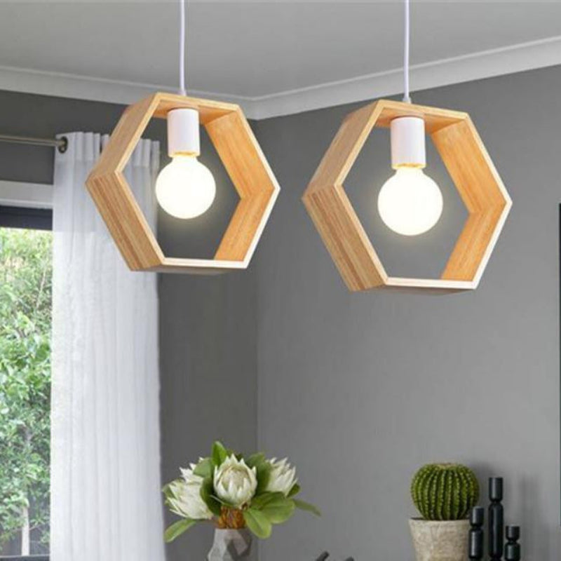 Pendant Light Geometric Wooden Hanging Indoor | Euroselle