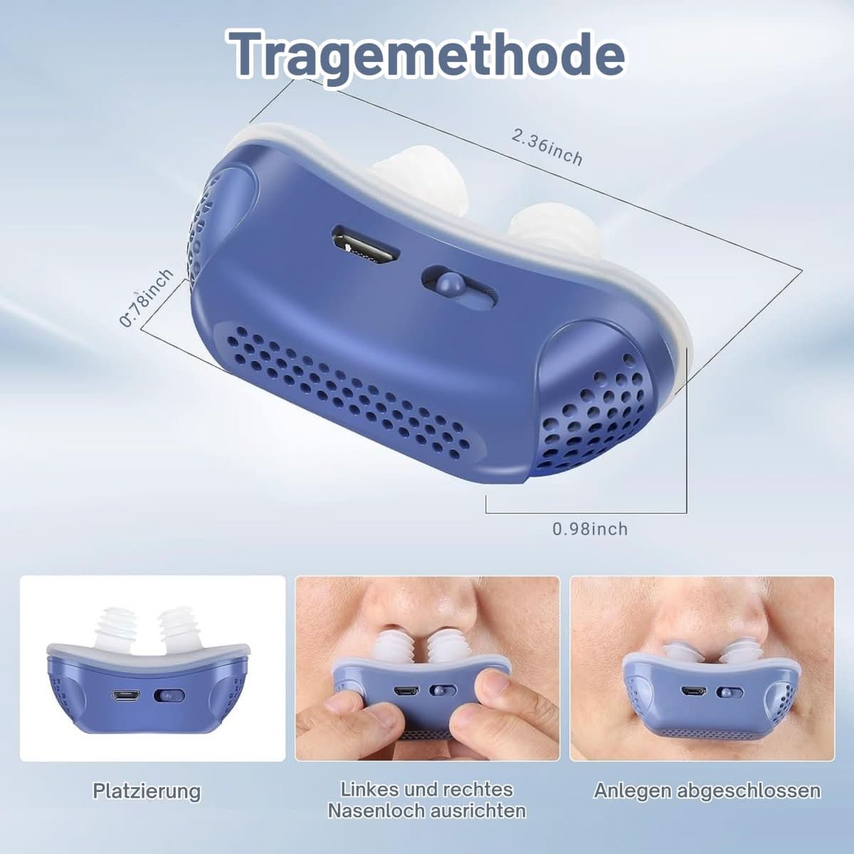Dispositivo CPAP AirWhisper — Design compacto sem máscara, ajuste MicroBreath confortável para o nariz, sem tubos