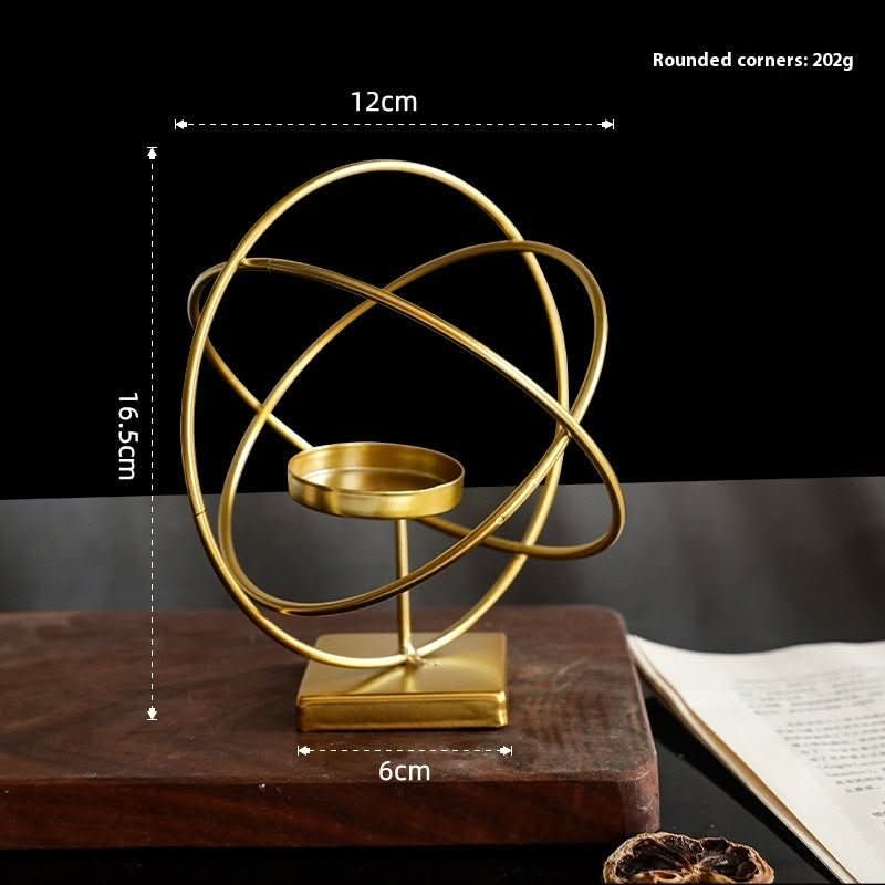 Brillora Golden Candle Holder On Sturdy Metal Frame Base