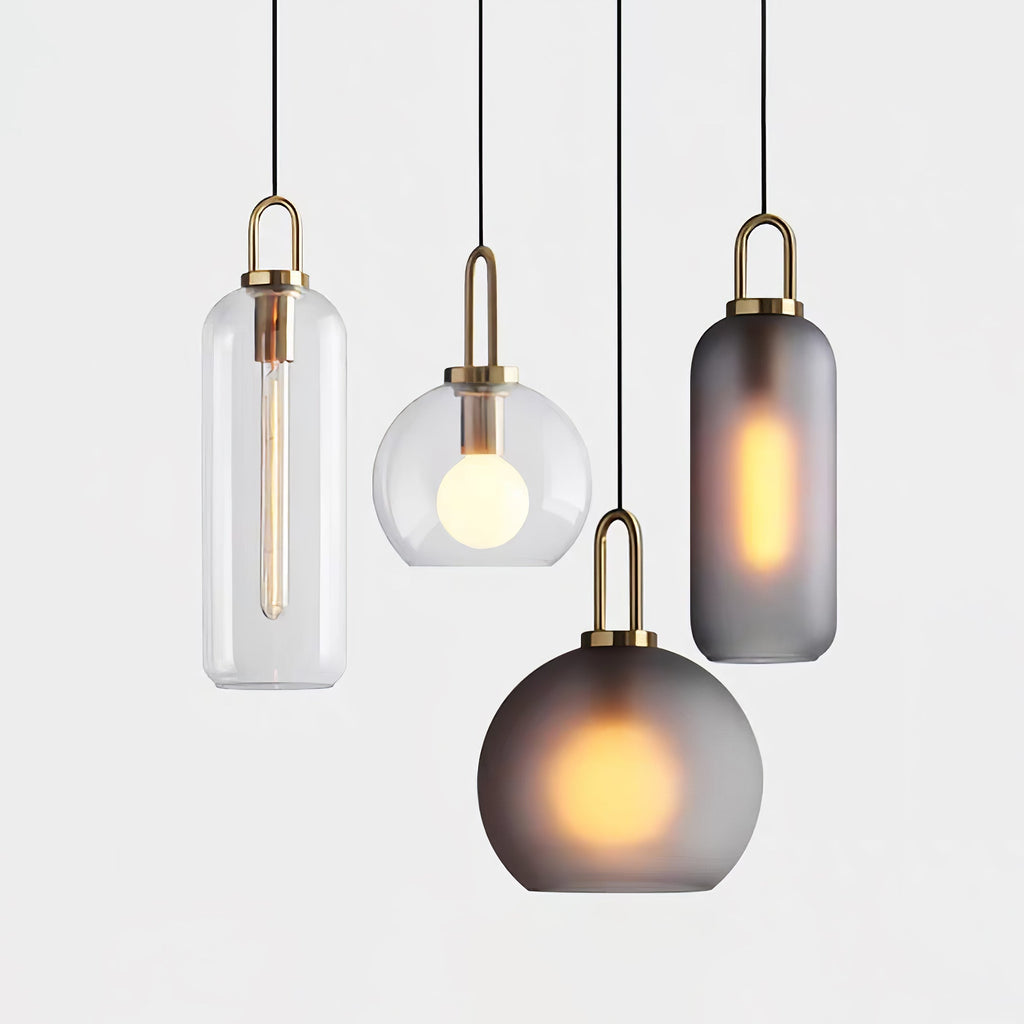 Lampă suspendată cu glob de sticlă - cablu reglabil, plafonieră modernă