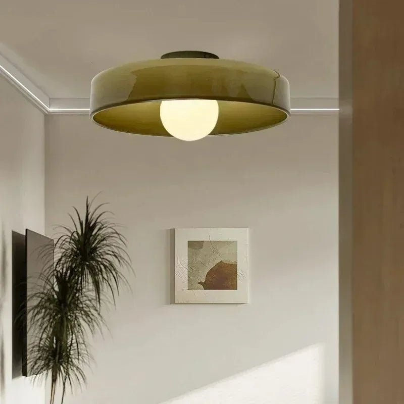 Nordic flush mount ceiling light designed with elegant glass shade for soft and modern ambient lighting - Euroselle