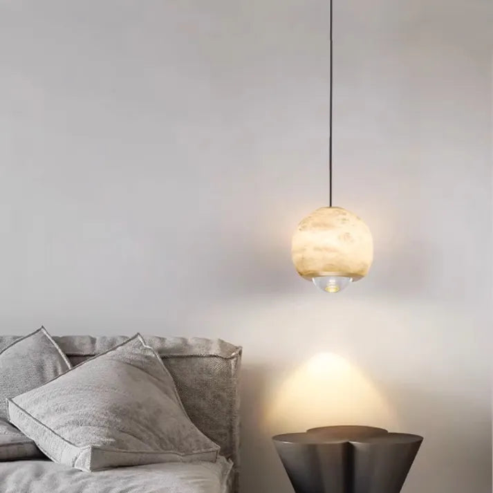 Lyrin Nordic Alabaster Globe Pendant With Marble Base