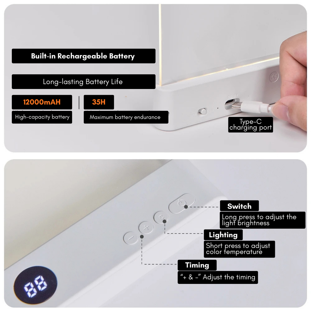 מנורת קריאה LED GlowEase עם זרוע גמישה למיטה - Euroselle