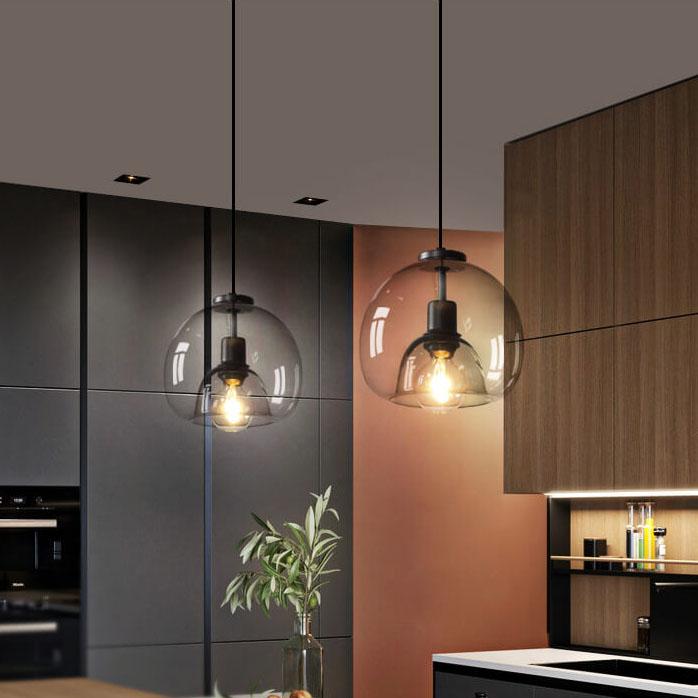 Liora Grey Blown Glass Pendant Lamp With Adjustable Height