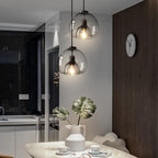 Liora Grey Blown Glass Pendant Lamp With Adjustable Height