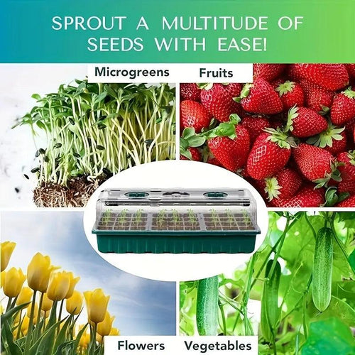Kit de culture de plantes d'intérieur 36 cellules avec LED et dôme d'humidité - Euroselle