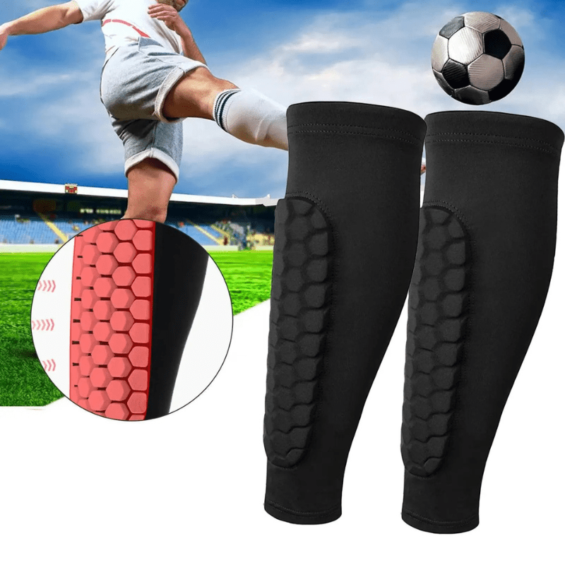 PulseGuard X Shin Guards — Shockproof Honeycomb Padding, Elastic Compression Sleeve
