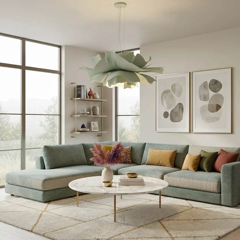 Deckenleuchte aus mehrschichtigem Acryl und Metall, weißes Blumendesign