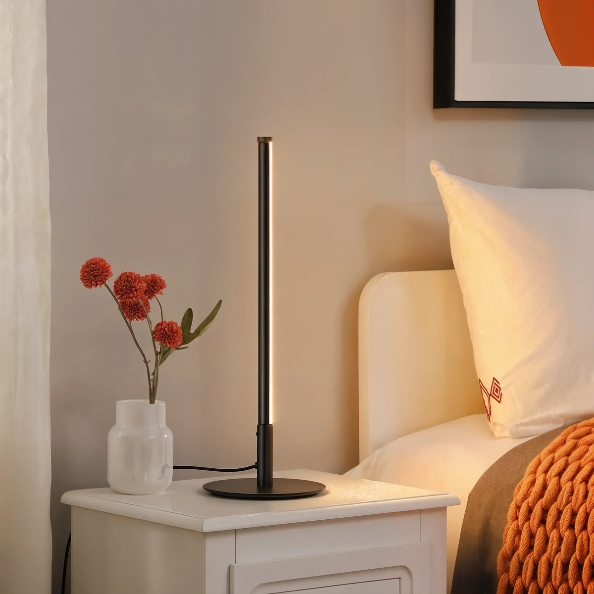 Golden LED Table Lamp — Round Silhouette, Matte Finish